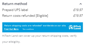 Return costs refunded