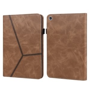 For Huawei MediaPad M5 Lite 10.1 Solid Color Embossed Striped Leather Case
