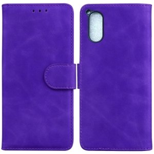 Pour Sony Xperia 5 V Skin Feel Étui de téléphone en cuir à rabat de couleur pure