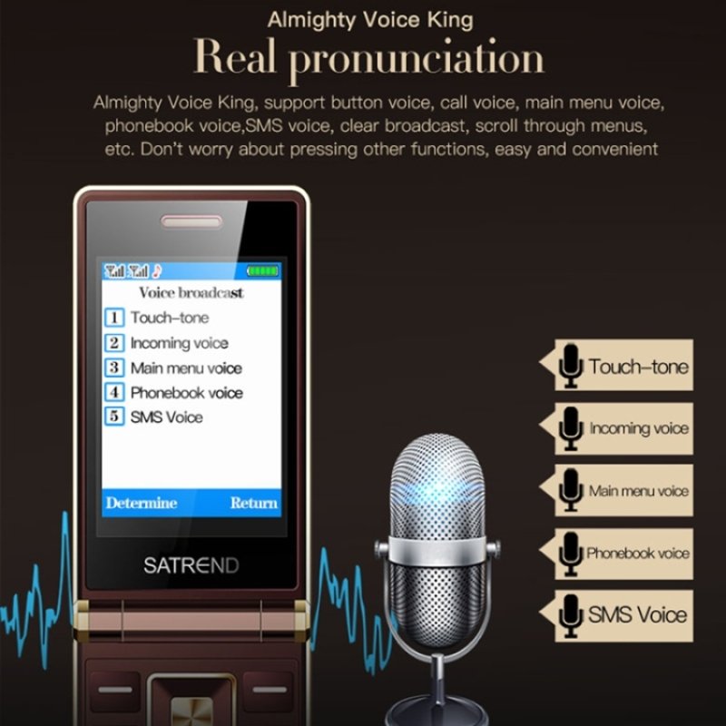 HiTech Land - SATREND A15-M Dual-screen Flip Elder Phone