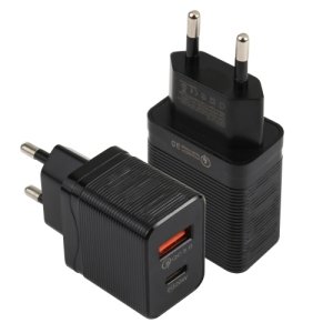 LZ-728 QC 3.0 USB + PD 20W USB-C / Type-C Chargeur de voyage rapide